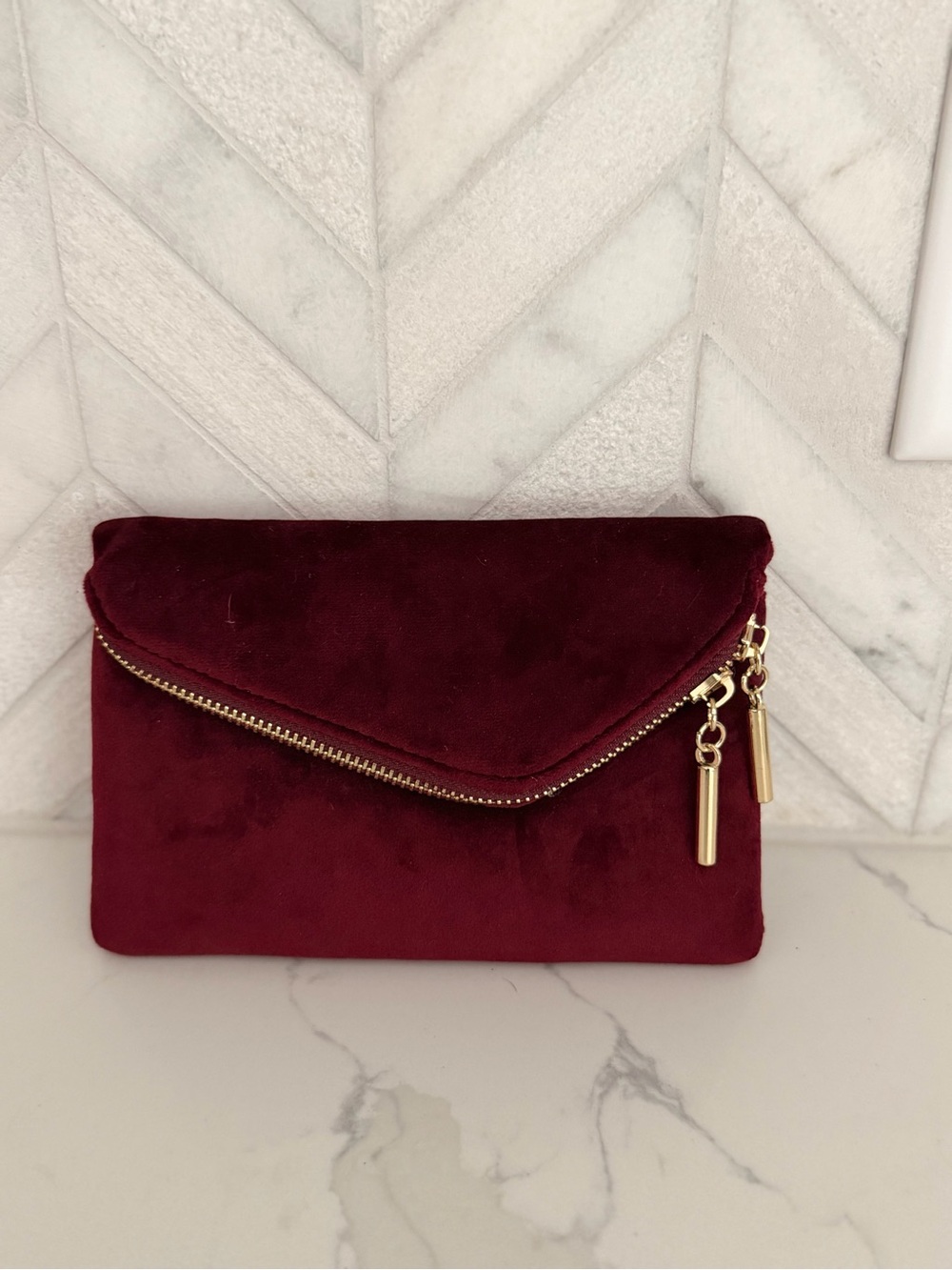 Altar'd State Burgundy Suede Envelope Crossbody Clutch